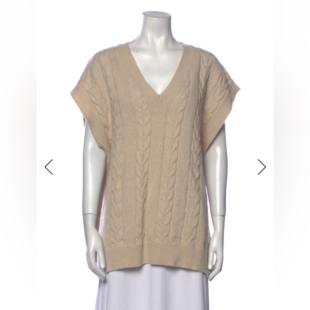 Women's Oversized Cable Knit Sweater Vest - Cream